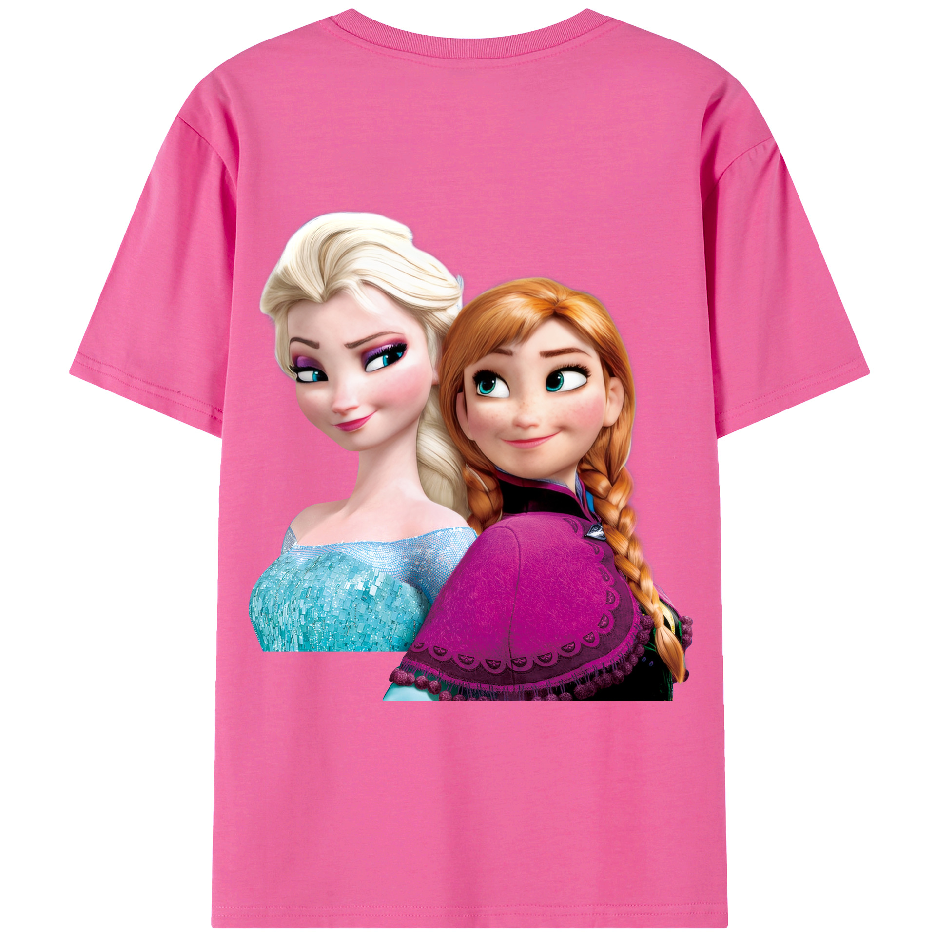 （画像用） アナと雪の女王 アンナ エルサ Frozen Anna Elsa レディース半袖Tシャツ(バックプリント)